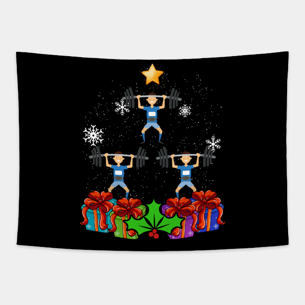 Funny Weight Lifting Gym Christmas Tree Decor Gift Xmas Tapestry by thuden1738