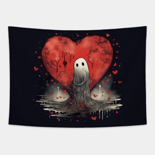 Valentines Heart Ghost Goth Tapestry