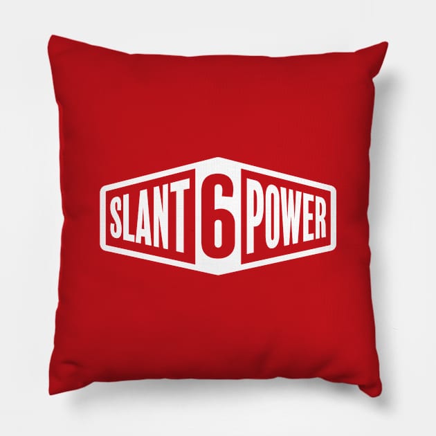 Slant 6 Power - White + Red Pillow by jepegdesign