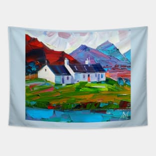 Scotland landscape hand drawn Tapestry