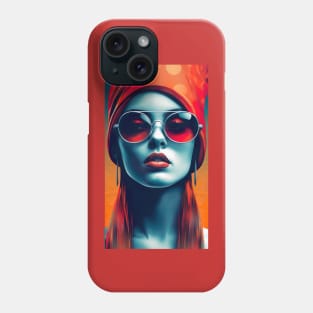 Retro Fashion Girl in Red Shades for hotels, spas, casinos and salon bars Phone Case