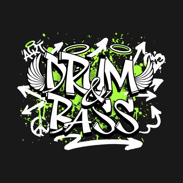 DRUM & BASS - Grafitti Steez (lime/black) by DISCOTHREADZ 