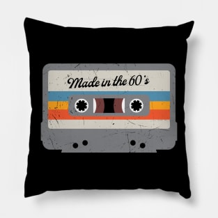 Made in the 60s Funny Retro Cassette Tape Birthday Gift Pillow