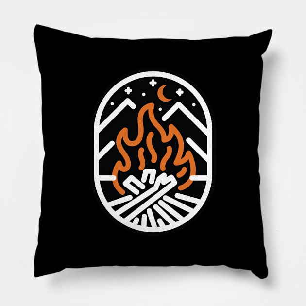 Camp Fire Pillow by quilimo