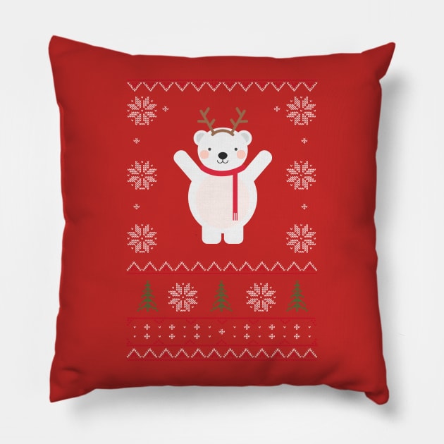 Polar Bear Christmas Pillow by vladocar