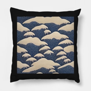 Snowy Mountains Chiyogami Pattern Pillow