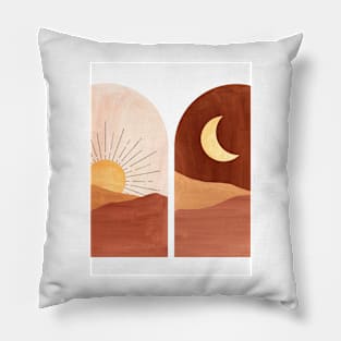 Boho terracotta day and night Pillow