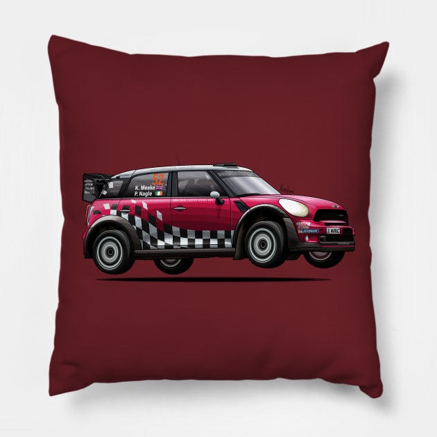 Kris Meeke Mini WRC Pillow by Mario Ramos Rally Art