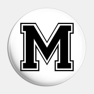 Initial Letter M - Varsity Style Design. - Black text Pin