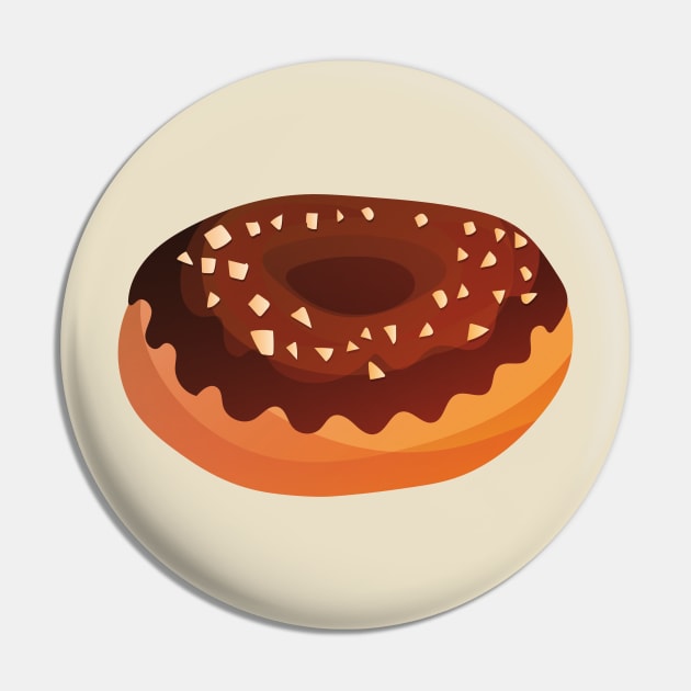 Chocolate Donut with Nuts Pin by InkyArt