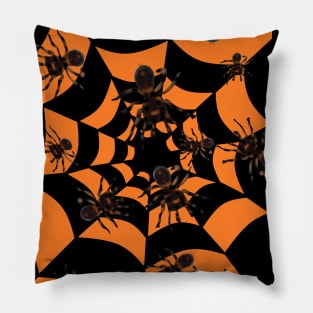 Halloween Tarantula Spiders in Orange and Black Tunnel Pillow