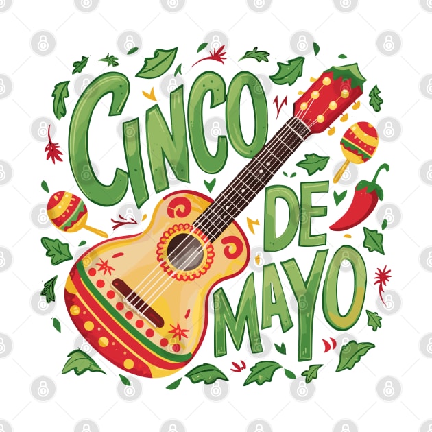 Festive Cinco De Mayo Colorful Maracas Vihuela Design by TF Brands