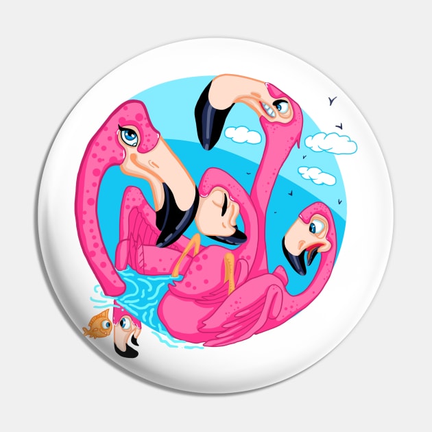 Crazy  pink family flamingo Pin by Olena Dosch