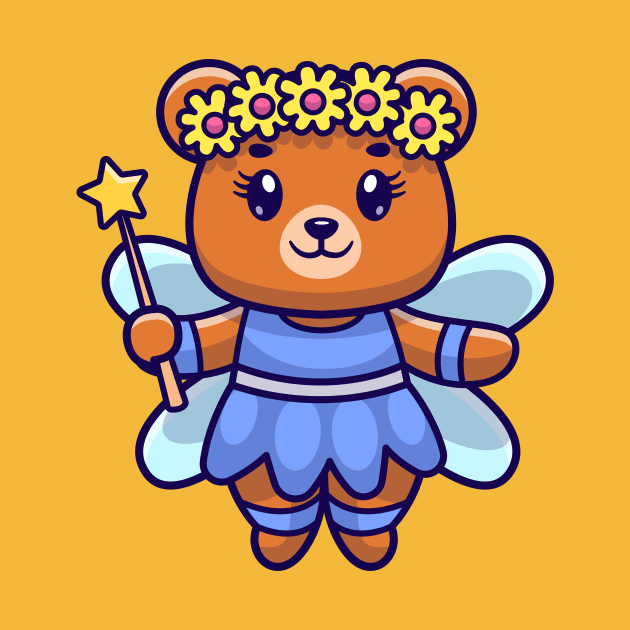 Cute Bear Fairy Holding Magic Wand Cartoon by Catalyst Labs