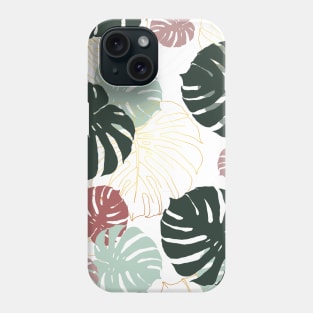 Monstera pattern with gold elements Phone Case