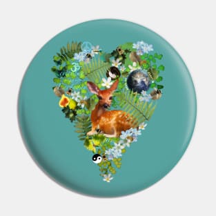 Botanical Heart, Save the Planet Pin