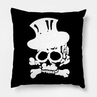 White Skull and Crossbones with Top Hat Pillow