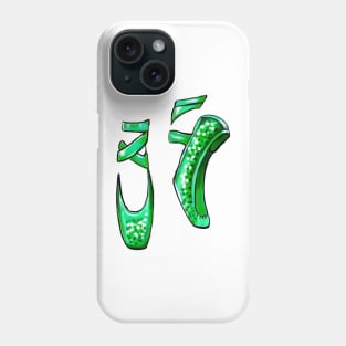 Top 10 best gifts for dancers. Ballet pointe shoes in green. Ballerina dancer dancing dance Phone Case