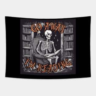 Funny Go Away I'm reading a Skeleton Reading Book Tapestry