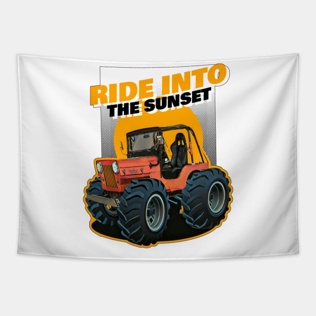 Ride Into The Sunset Tapestry by Wilcox PhotoArt