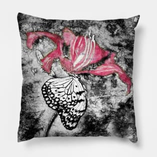 Paperwhite Butterfly in Selective Color from Watercolor Batik Pillow