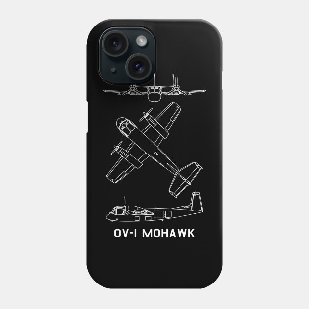 OV-1 Mohawk American Observation Aircraft Blueprints Phone Case by Battlefields