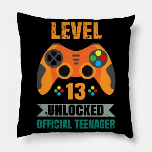 Official Teenager 13th Birthday Gift Level 13 Unlocked Pillow