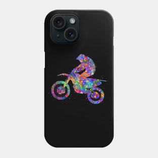 Motocross dirt bike watercolor art Phone Case