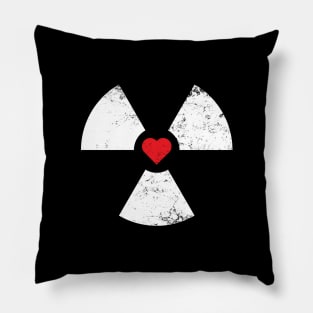 Radioactive Sign Radiation Symbol Nuclear Hazard Heart Love Pillow