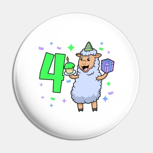 I am 4 with sheep - girl birthday 4 years old Pin