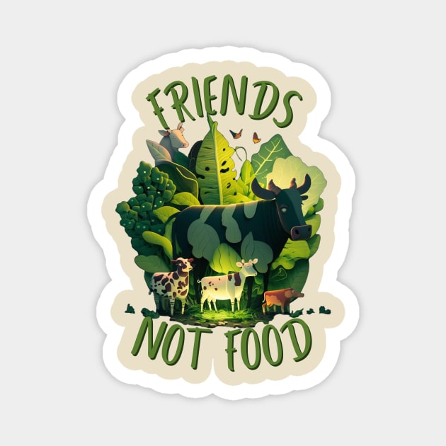 Friends, Not Food Vegan T-Shirt - Show Your Commitment to Animal Rights in Style Magnet by Snoe