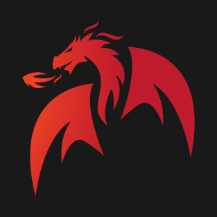 Dragon Head Silhouette Red Gradient Color T-Shirt