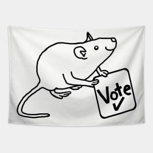 Black and White Rat says Vote Outline Tapestry