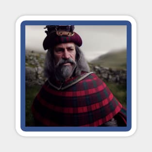 Scottish Highlander in Clan Tartan Magnet