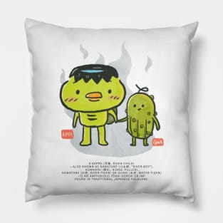 Funny and Cute Japanese folklore ghost, Kappa and his BFF. Pillow