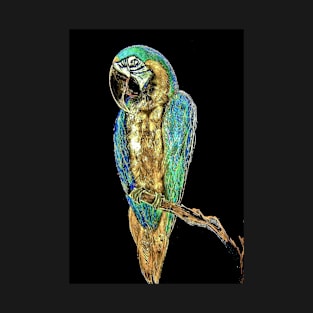 GOLD BLUE GREEN TROPICAL PARROT MACAW EXOTIC PALM POSTER PRINT T-Shirt