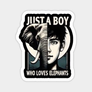 Just A Boy Love For Elephants Magnet