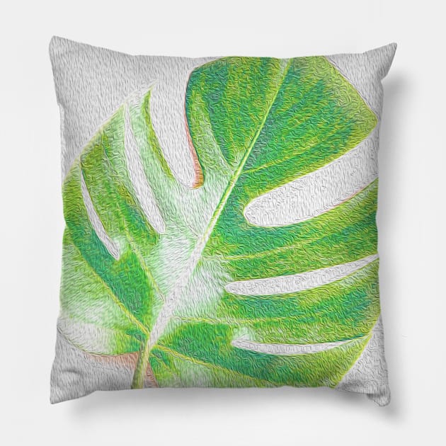 Green Delicious Monster Leaf Pillow by peachesinthewild