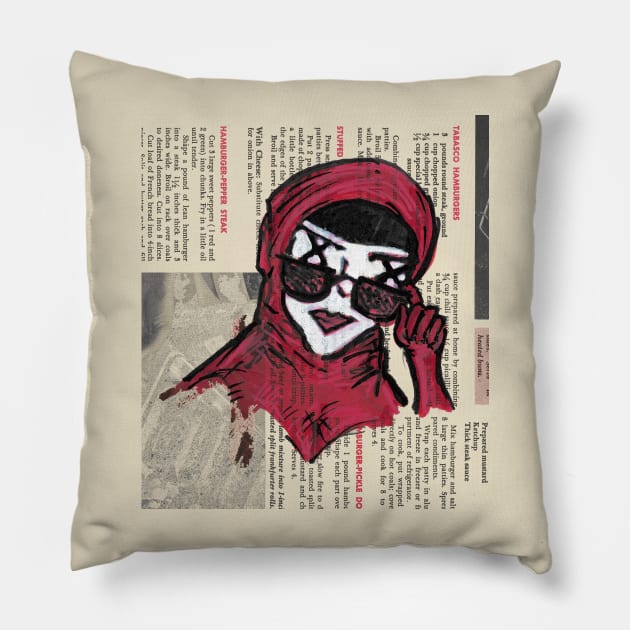 Woman In Red Pillow by hh5art