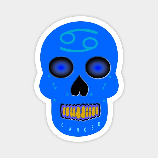 Star Sign Skull Cancer Magnet by Krystal Raven