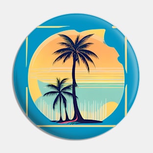 Summer Vibes - Psychedelic, Retro Palm Tree in Broken Frame Pin