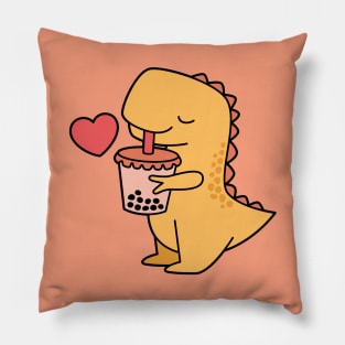 Boba Tea Rex - Cute Bubble Tea Dinosaur Pillow