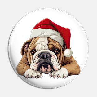 Christmas Peeking Bulldog Pin