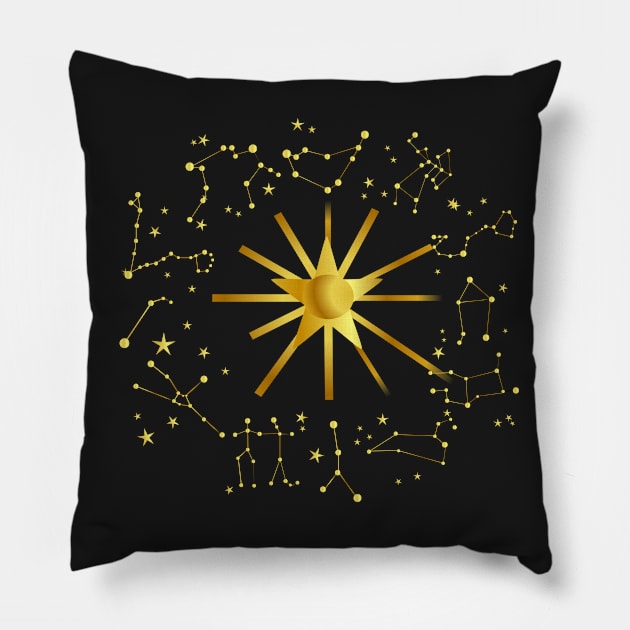 Zodiac wheel Pillow by bruxamagica