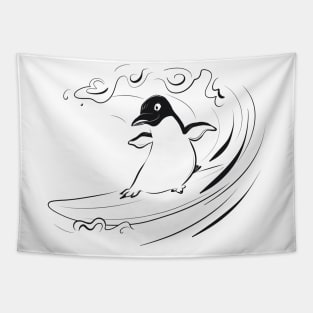 Surfing Penguin Tapestry