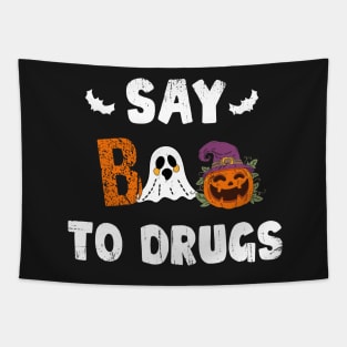 Say Boo To Drugs Funny Halloween Red Ribbon Week Awareness Tapestry