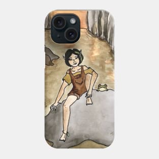 Goblincore Girl: Froggy Sunset Swamp Scene Phone Case