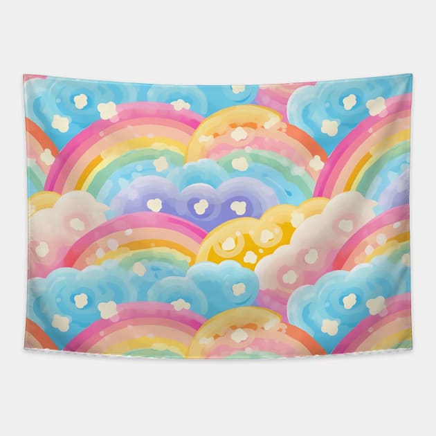 Cute Rainbows and Clouds Tapestry by StudioIris