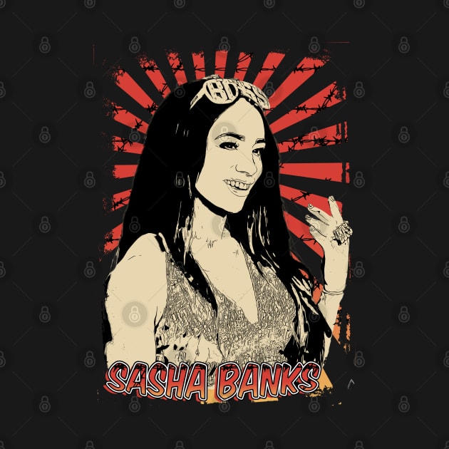 Sasha Banks Retro Vintage Aesthetic by Ihkwan Art