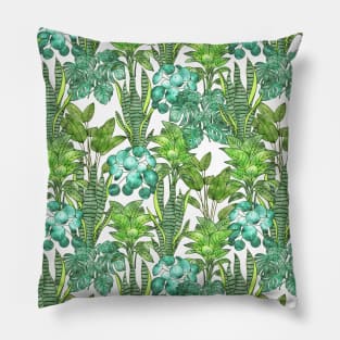 Green House Plant Foliage Watercolor Pillow